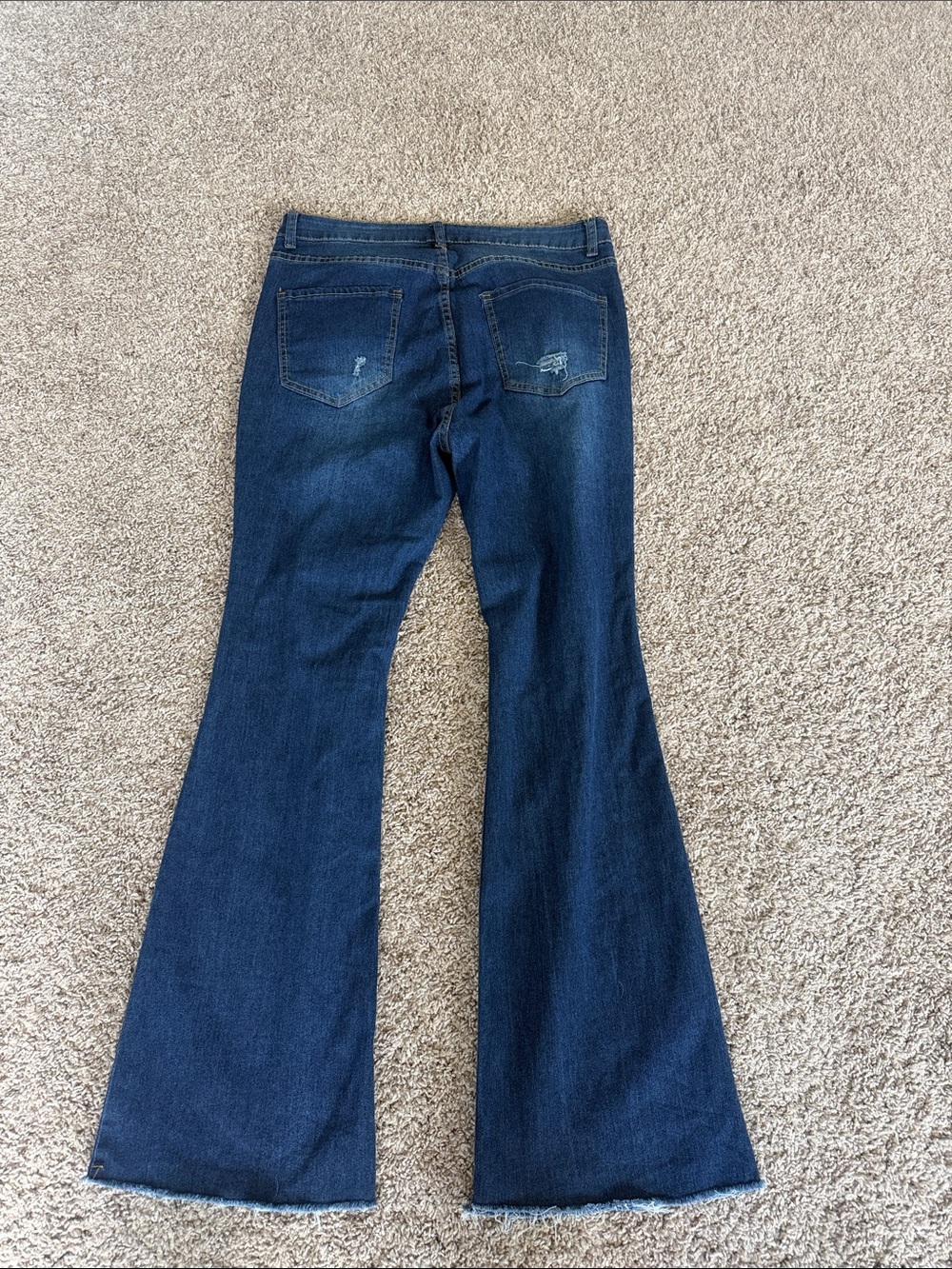 Dark Blue Distressed Flare Jeans SHEIN Women's Size 1XL 14 - Picture 5 of 5